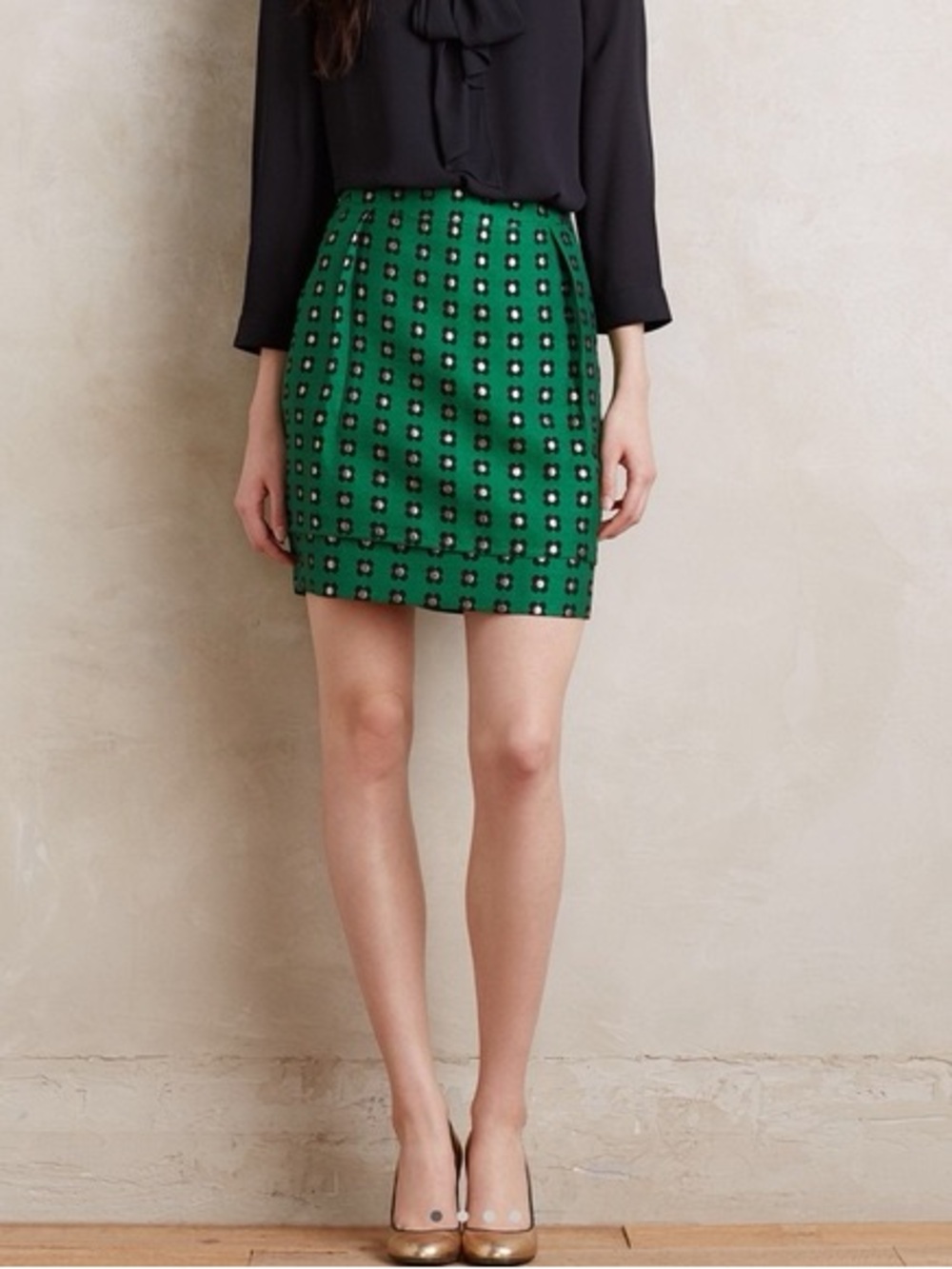 Anthropologie HD In Paris green/gold skirt, size 4. Never worn.
